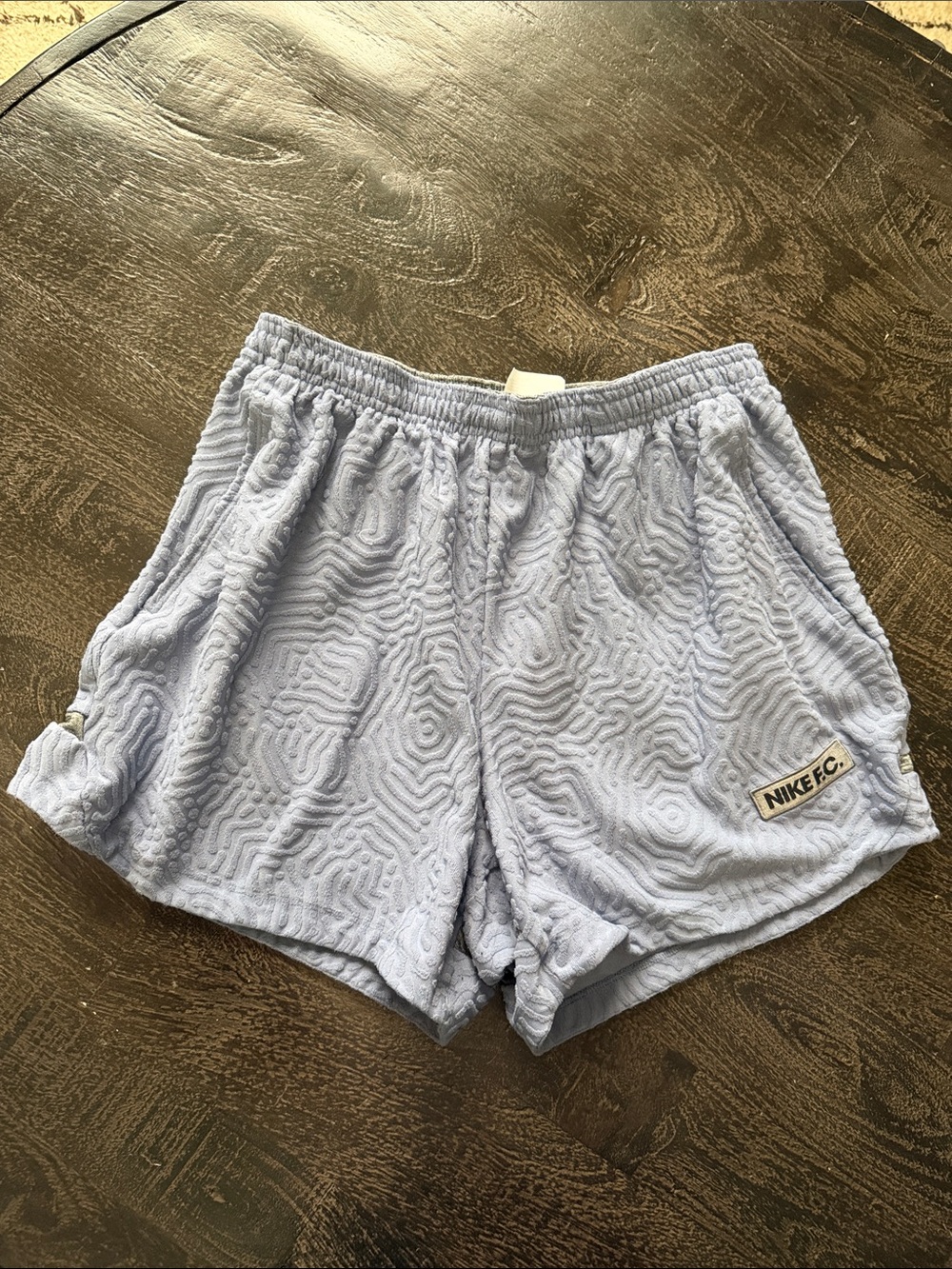Nike Women's Light Blue Textured Athletic Shorts